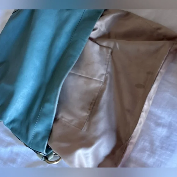 Coach Vintage Carly Hobo Bag Mint Light Blue Teal Leather Bag - Picture 10 of 14